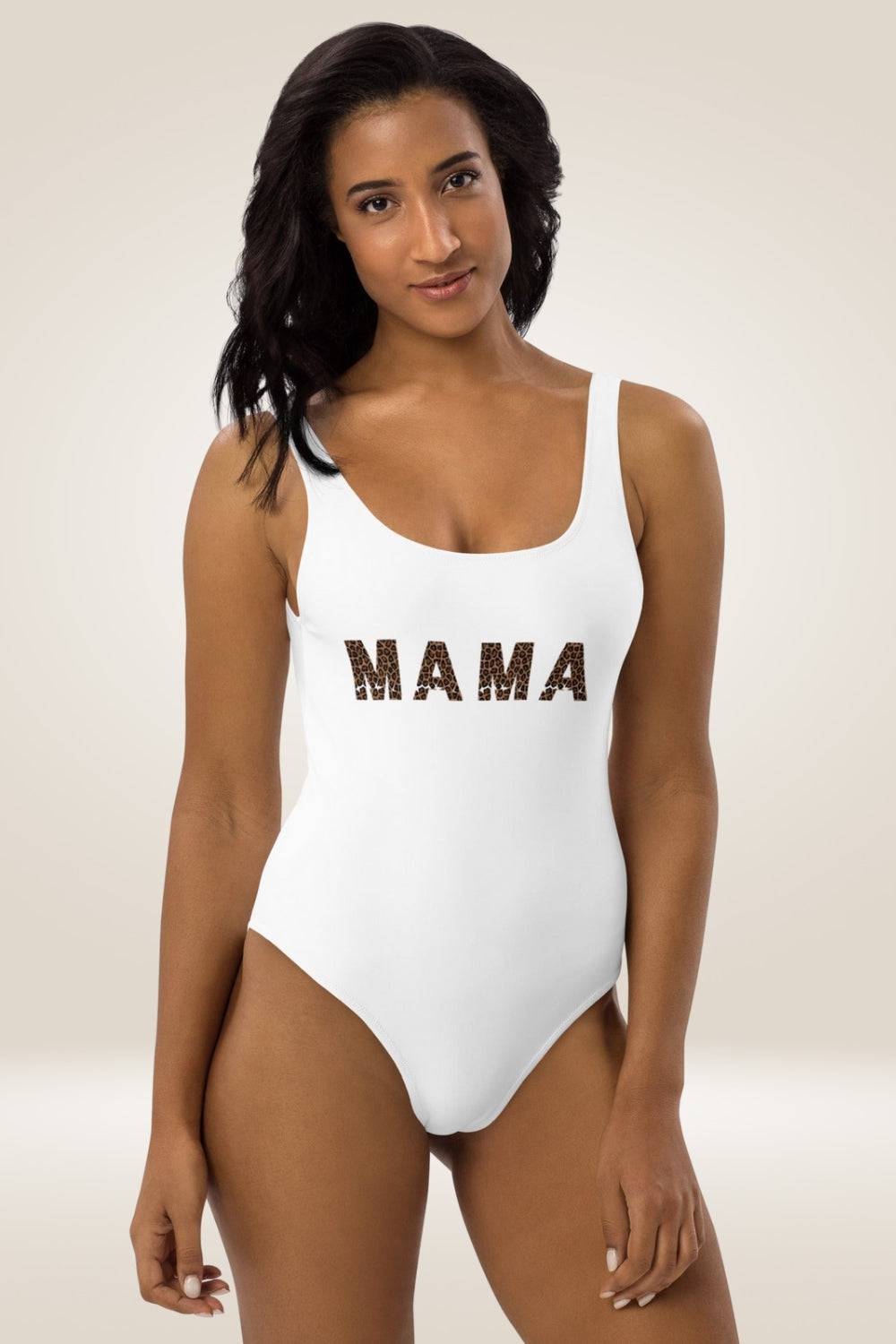 Leopard Print Mama White One Piece Swimsuit - TGC Boutique - One Piece Swimsuit