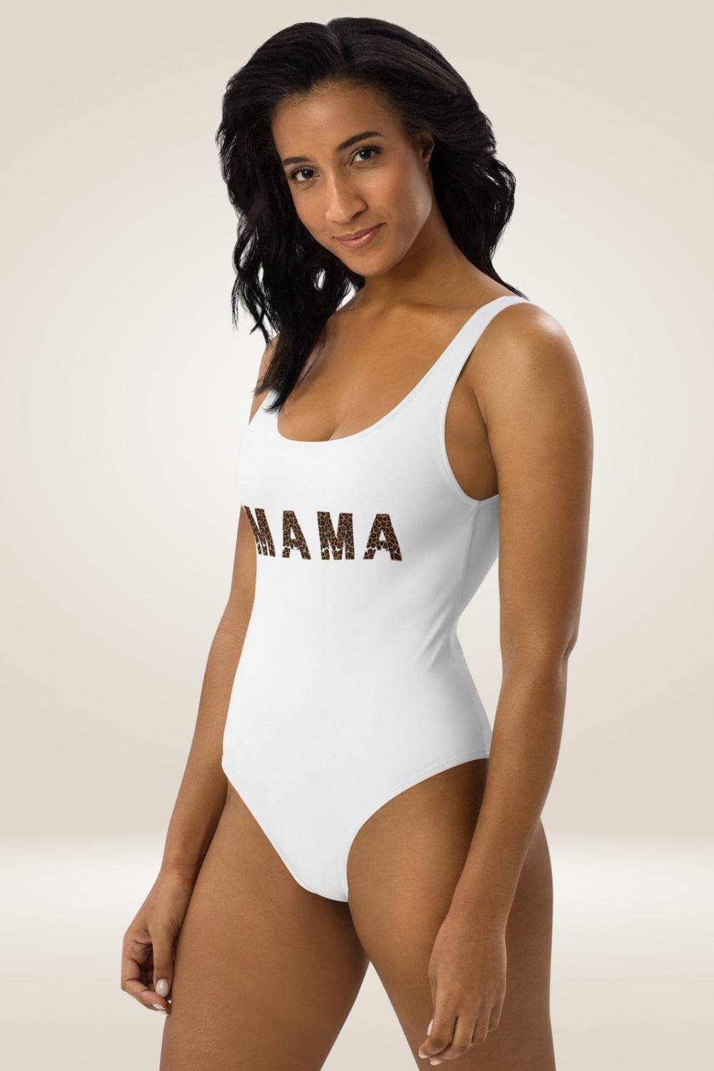 Leopard Print Mama White One Piece Swimsuit - TGC Boutique - One Piece Swimsuit