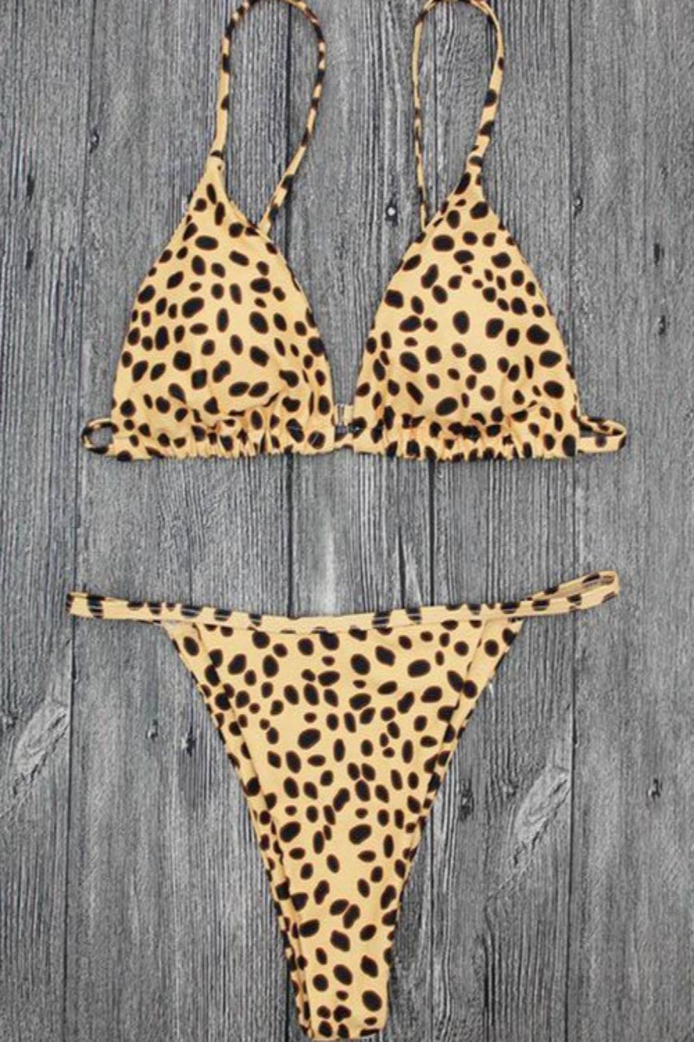 Leopard Print Micro Thong Bikini Swimsuit - TGC Boutique - Leopard Print Swimsuit