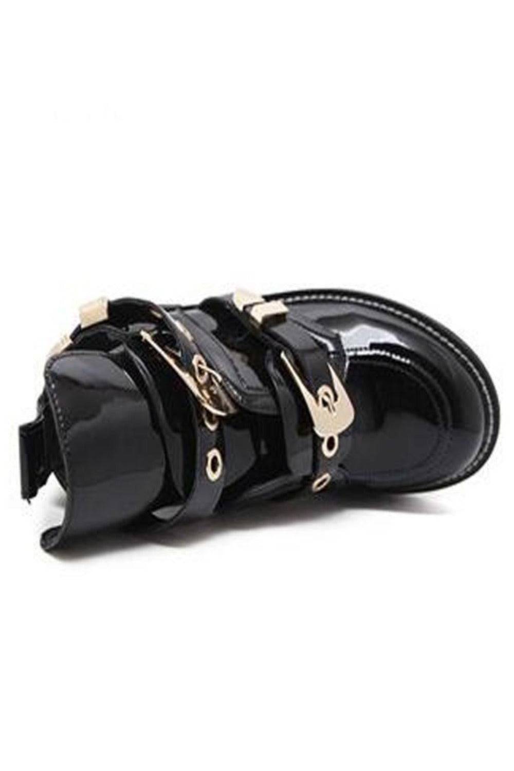 Let It Be Gold Buckle Black Ankle Boots - TGC Boutique - Ankle Booties