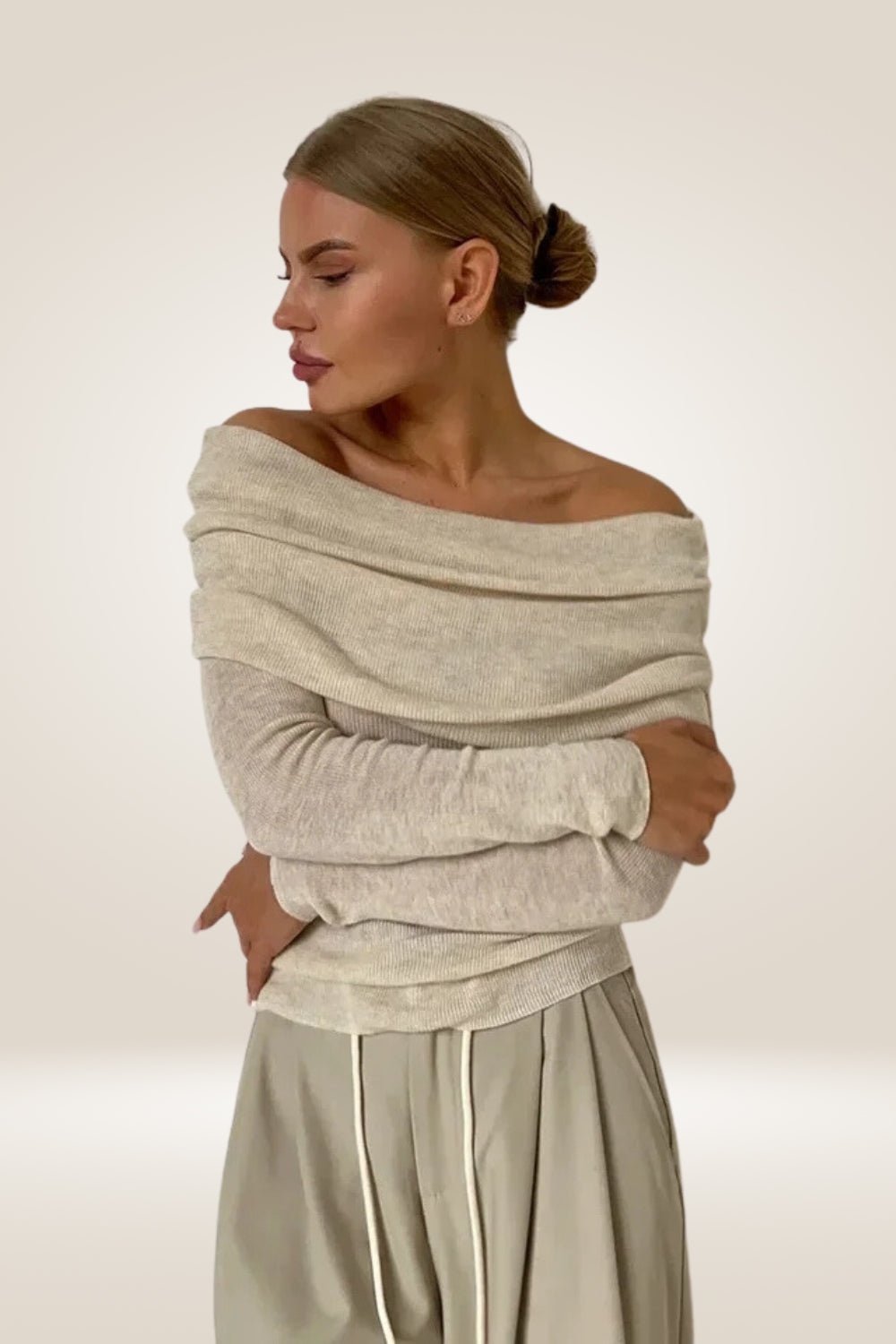 Leyla Off The Shoulder Sweater - TGC Boutique - Pink Sweater
