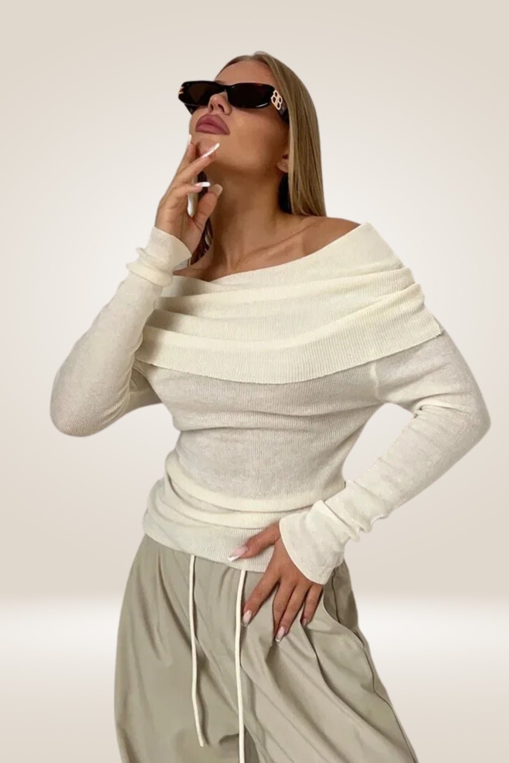 Leyla Off The Shoulder Sweater - TGC Boutique - Pink Sweater