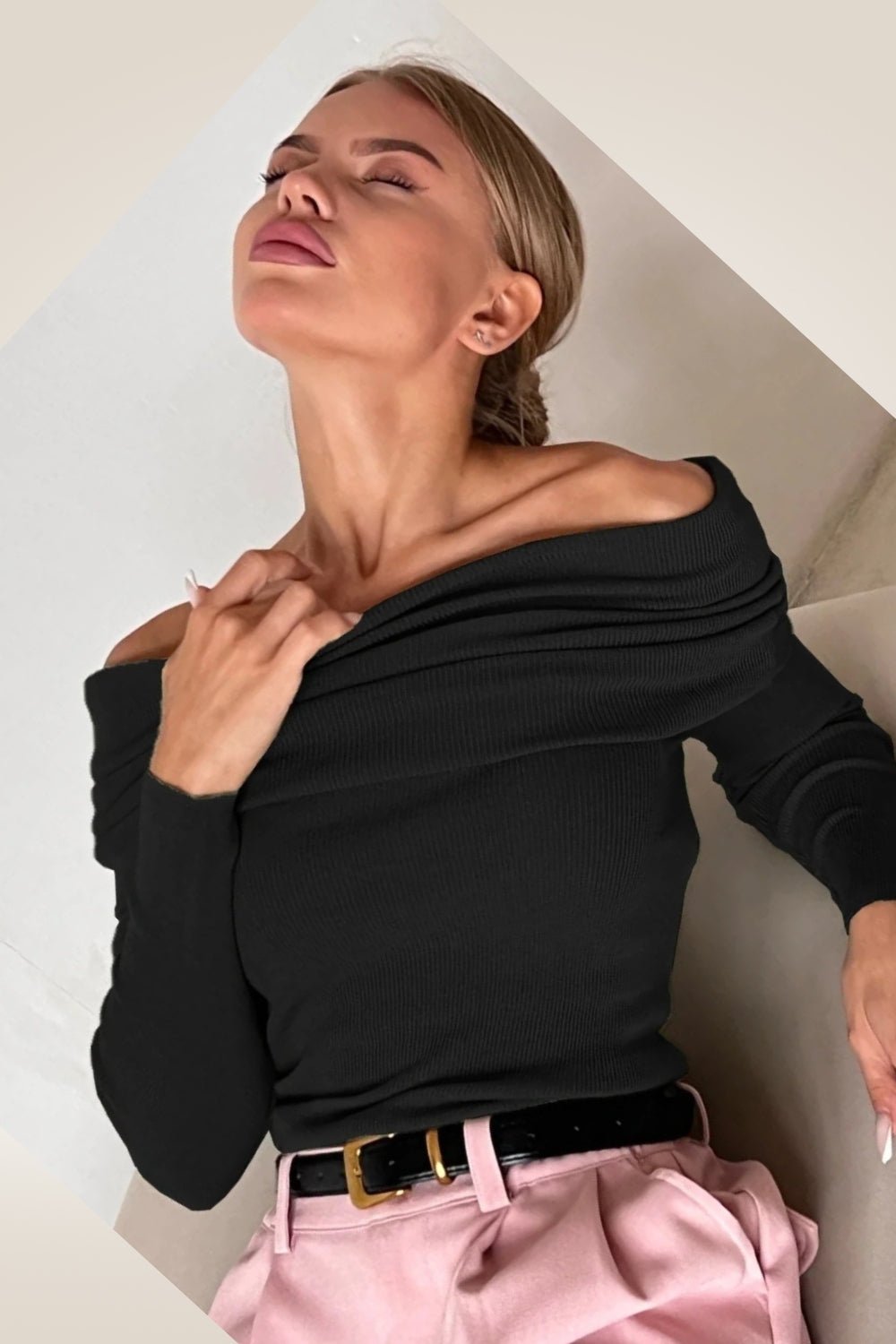 Leyla Off The Shoulder Sweater - TGC Boutique - Pink Sweater