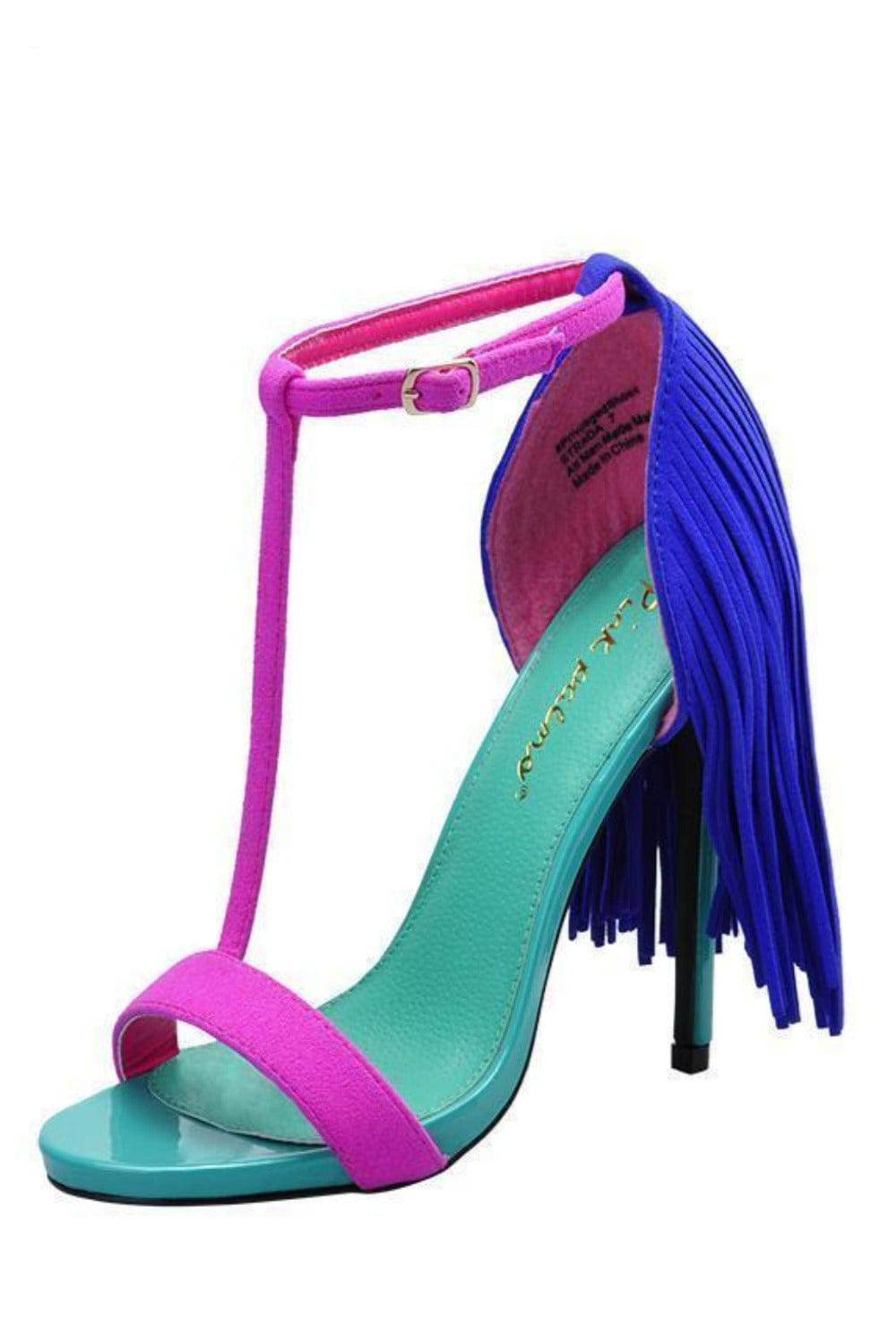 Lil Pop Blue Fringe High Heel Stiletto Sandals - TGC Boutique - High Heel Sandals