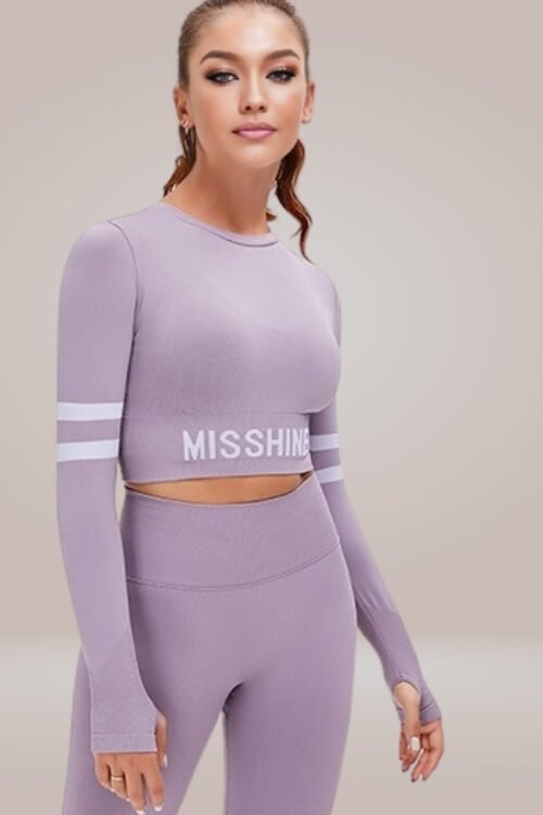 Lilac Athleisure Crop Top with Thumbholes - TGC Boutique - Active Top