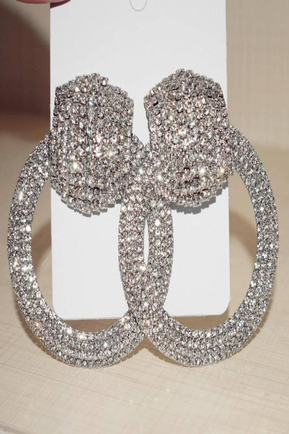 Lion Queen Earrings Big Round Circle Rhinestone Statement Piece - TGC Boutique - Rhinestone Earrings