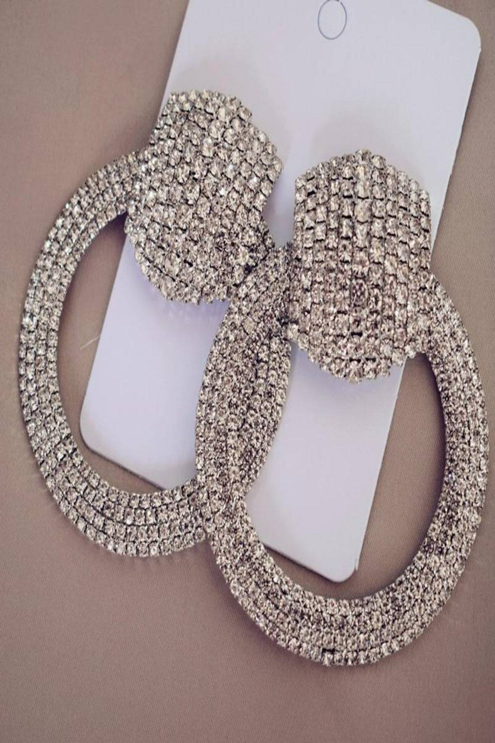 Lion Queen Earrings Big Round Circle Rhinestone Statement Piece - TGC Boutique - Rhinestone Earrings