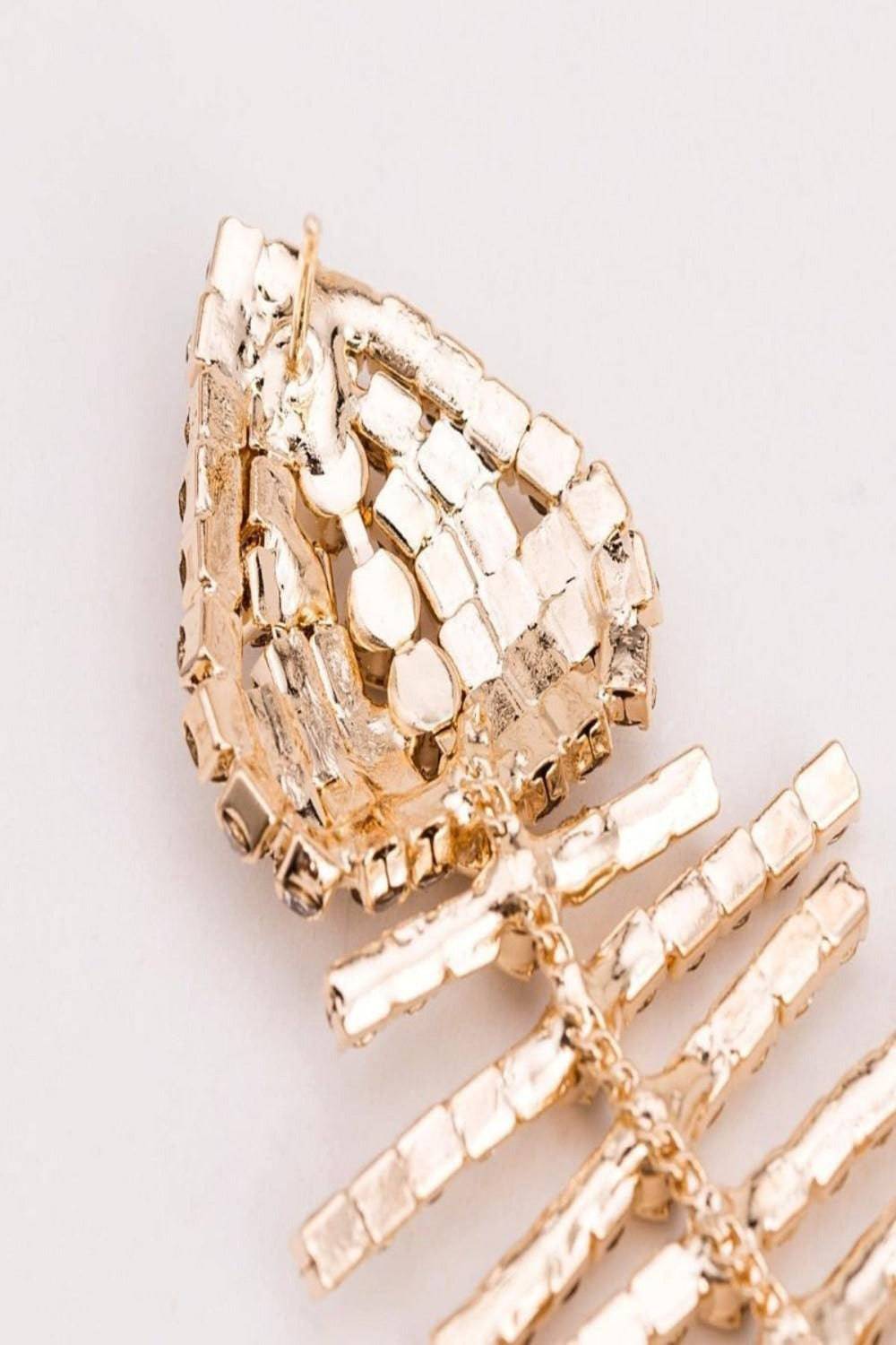 Long Bone Rhinestone Statement Drop Earrings - TGC Boutique - Earrings