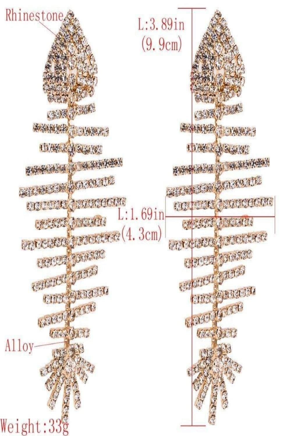 Long Bone Rhinestone Statement Drop Earrings - TGC Boutique - Earrings
