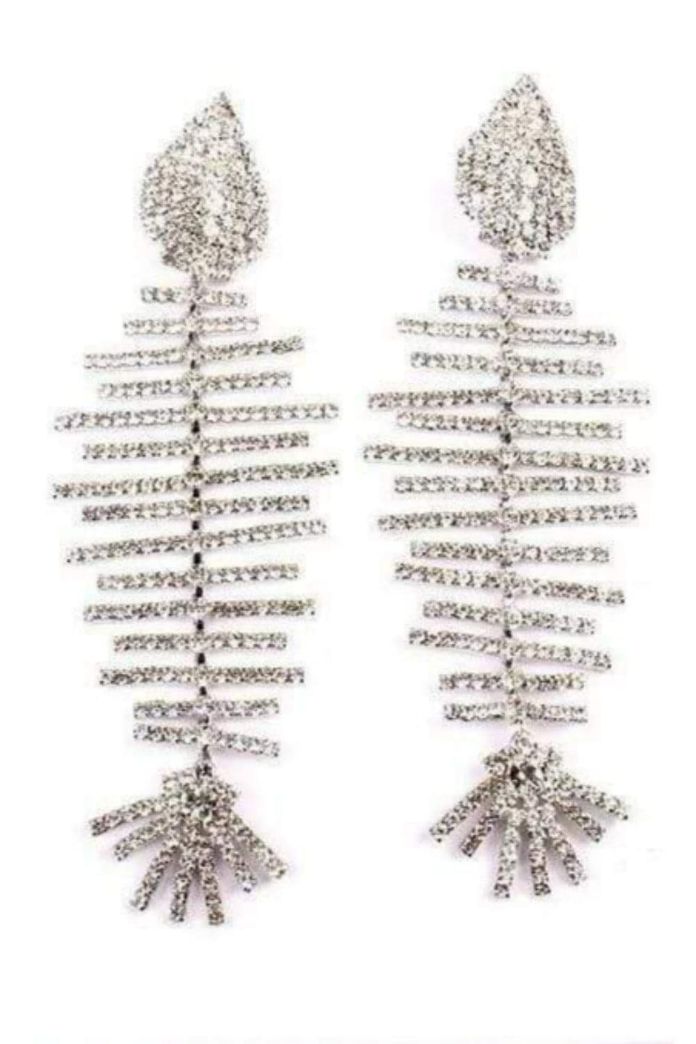 Long Bone Rhinestone Statement Drop Earrings - TGC Boutique - Earrings