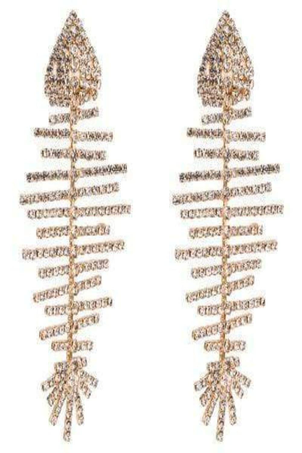 Long Bone Rhinestone Statement Drop Earrings - TGC Boutique - Earrings