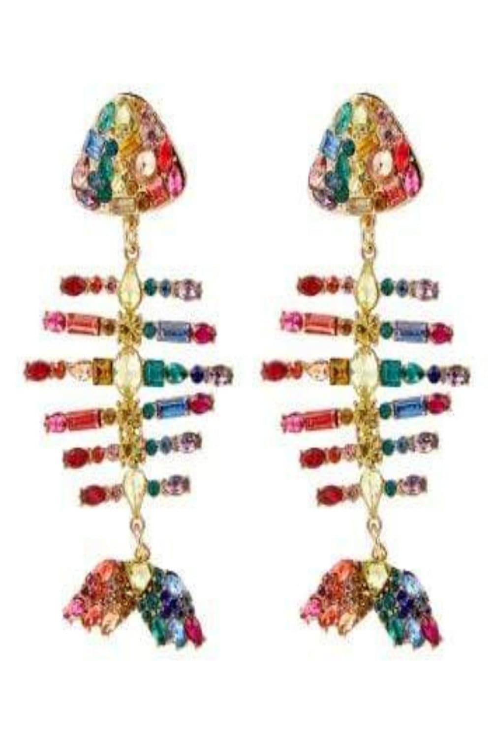 Long Bone Rhinestone Statement Drop Earrings - TGC Boutique - Earrings