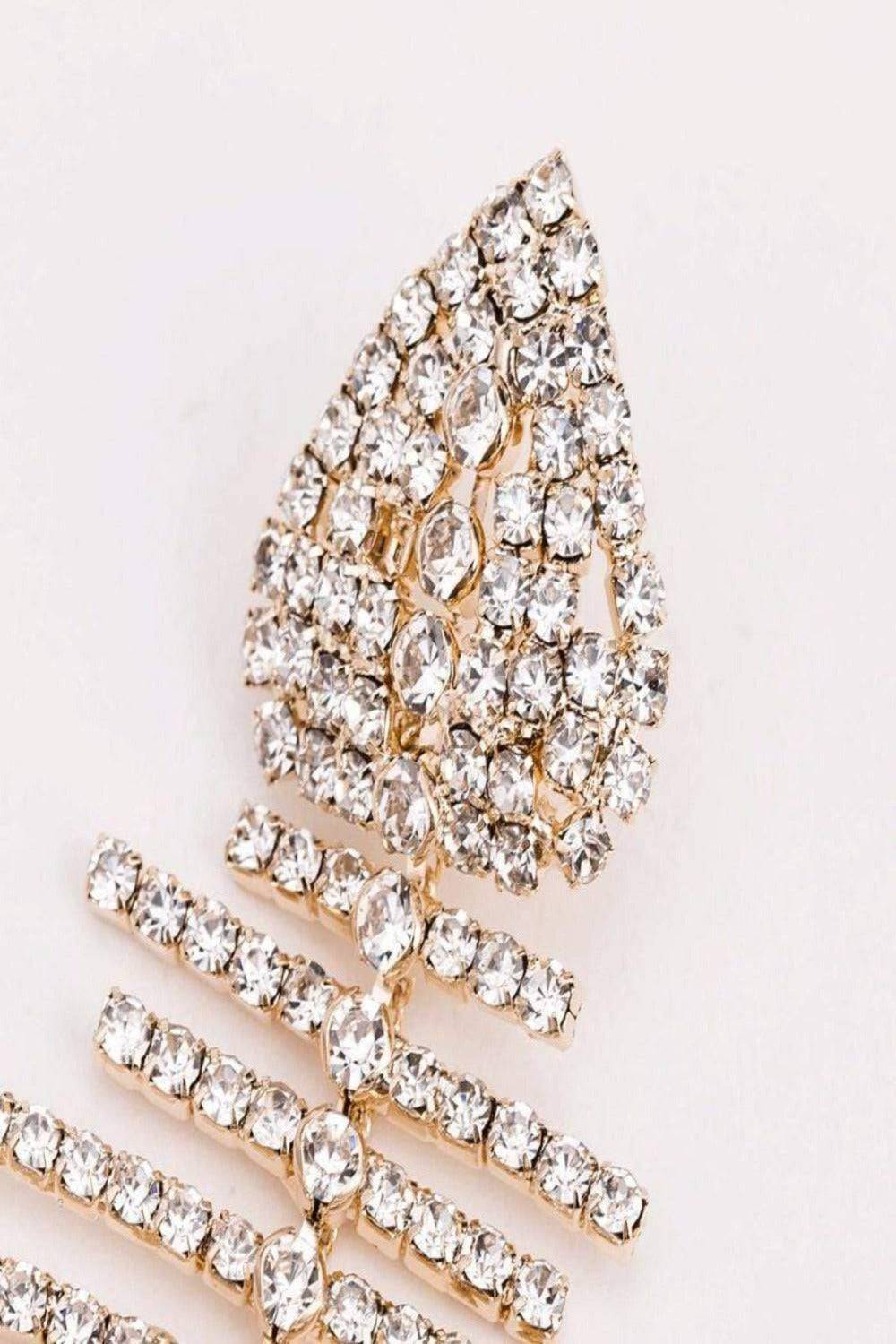 Long Bone Rhinestone Statement Drop Earrings - TGC Boutique - Earrings