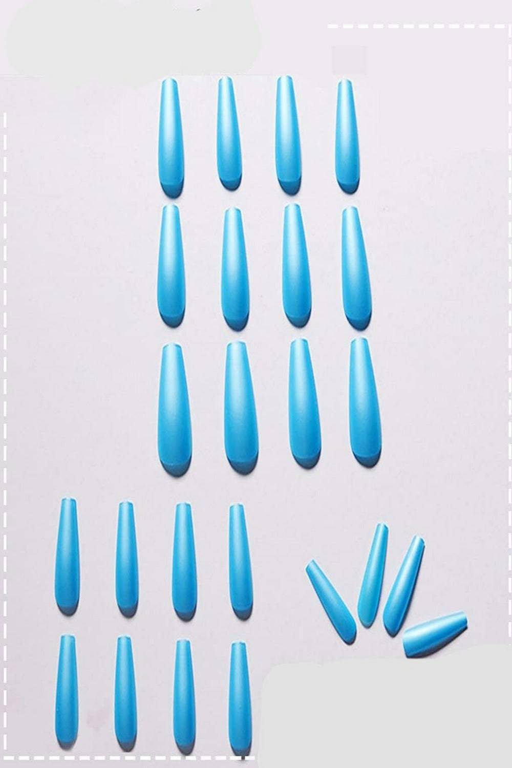Long Matte Neon Blue Coffin Tip Press On Nails Kit - TGC Boutique - Press On Nails