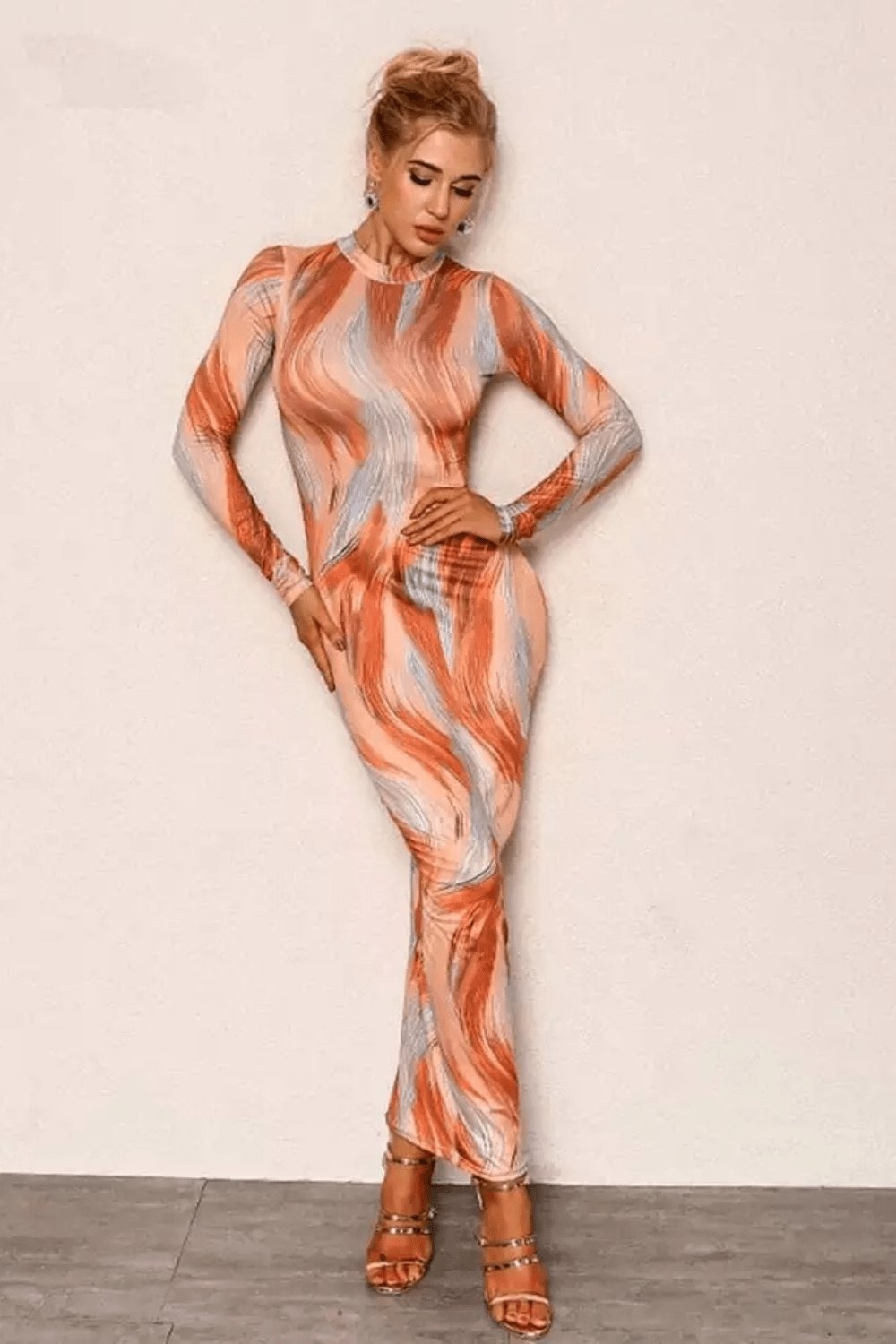 Long Sleeve Tie Dye Bodycon Dress - TGC Boutique - Bodycon Dress