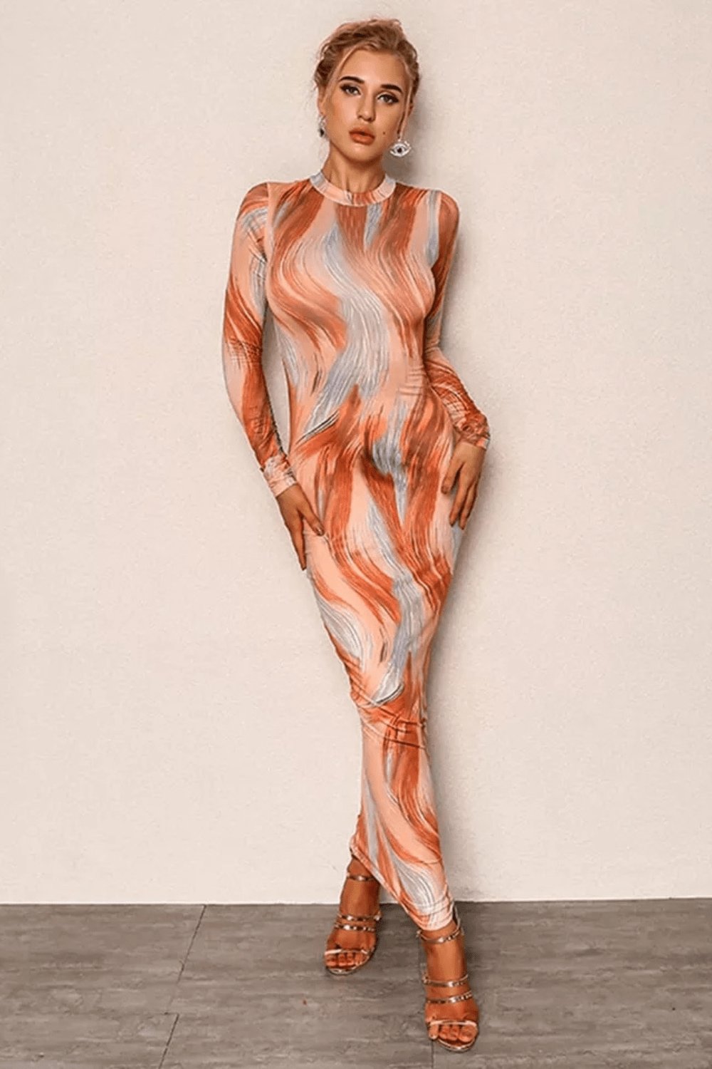 Long Sleeve Tie Dye Bodycon Dress - TGC Boutique - Bodycon Dress