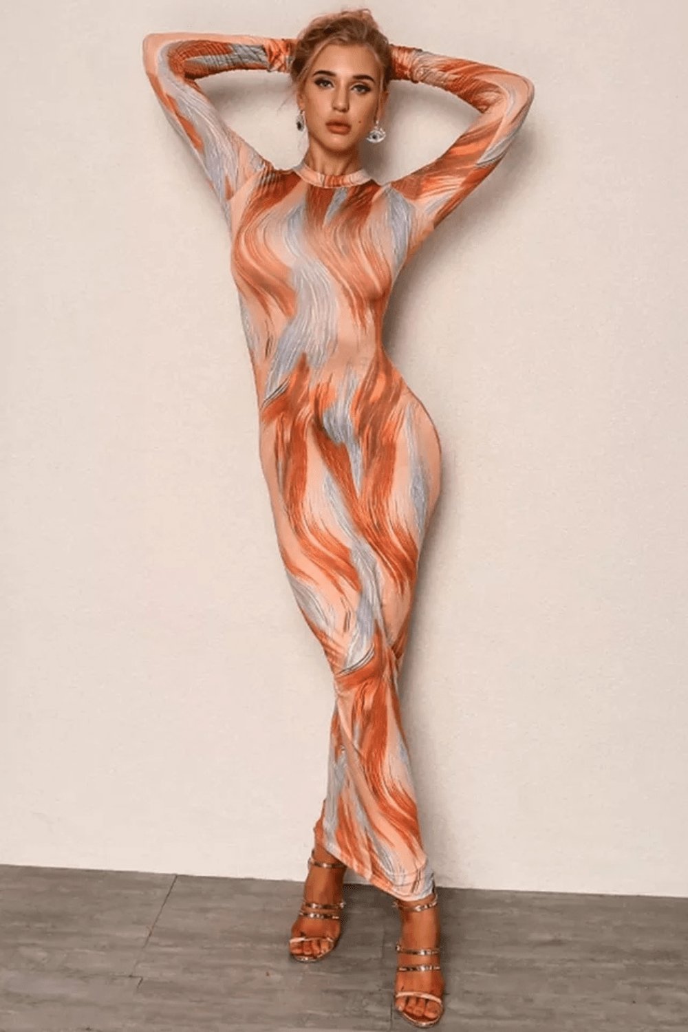 Long Sleeve Tie Dye Bodycon Dress - TGC Boutique - Bodycon Dress