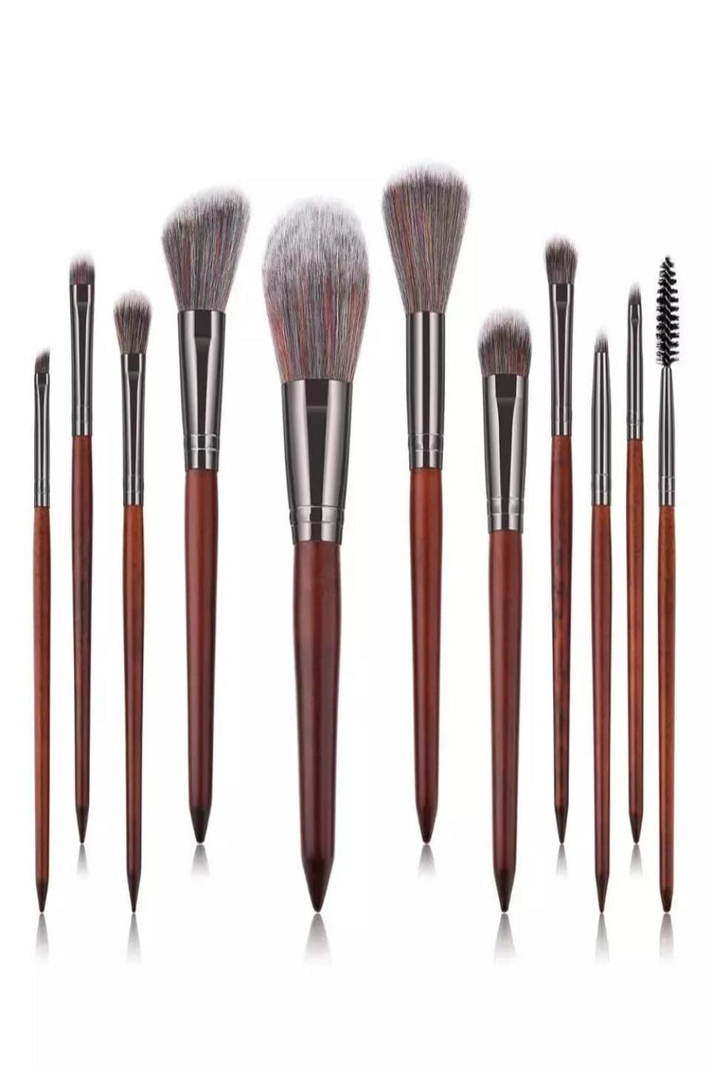 Luxe Brown Wooden Professional Makeup Brush Set - 11 Pcs - TGC Boutique - Makeup Brushes