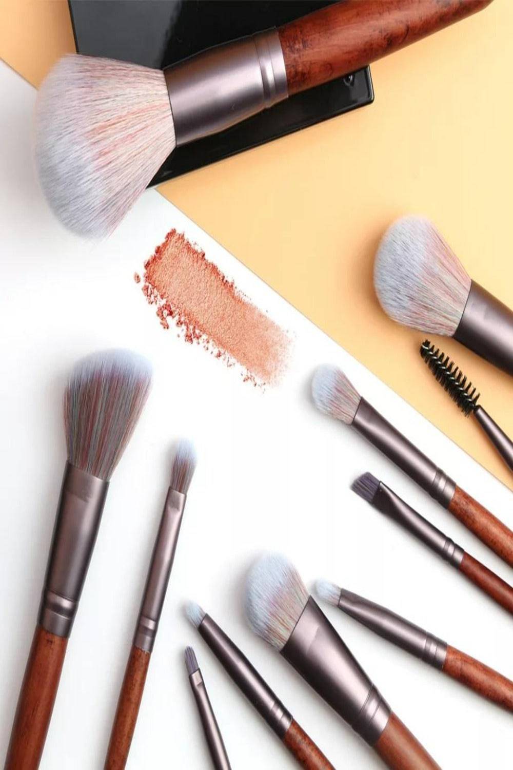 Luxe Brown Wooden Professional Makeup Brush Set - 11 Pcs - TGC Boutique - Makeup Brushes