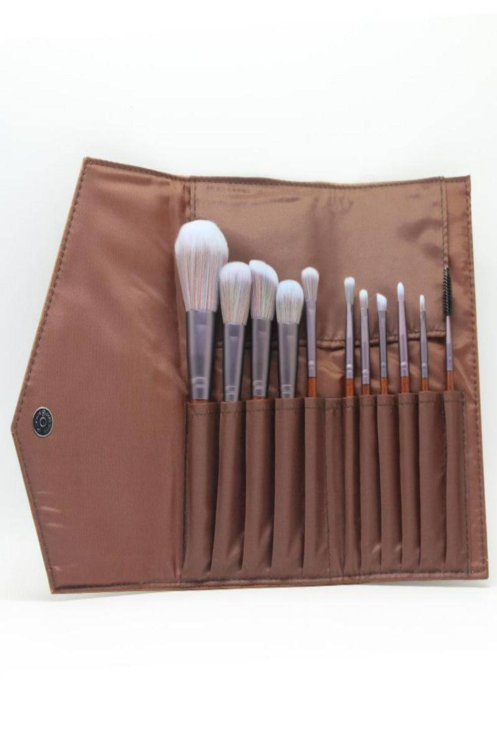 Luxe Brown Wooden Professional Makeup Brush Set - 11 Pcs - TGC Boutique - Makeup Brushes