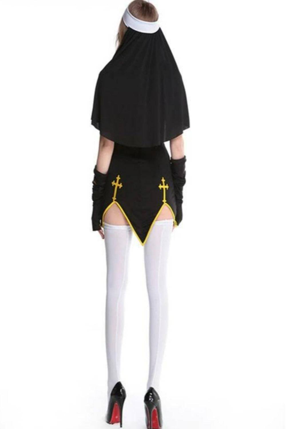 Make Him Confess Sexy Nun Cosplay Costume Dress - Black, S - 3XL - TGC Boutique - Nun Costume
