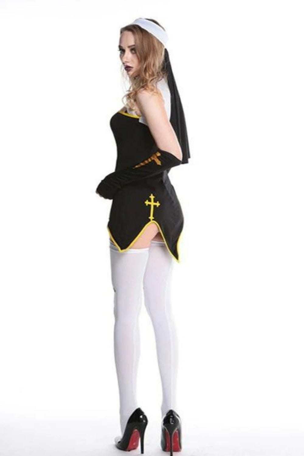 Make Him Confess Sexy Nun Cosplay Costume Dress - Black, S - 3XL - TGC Boutique - Nun Costume