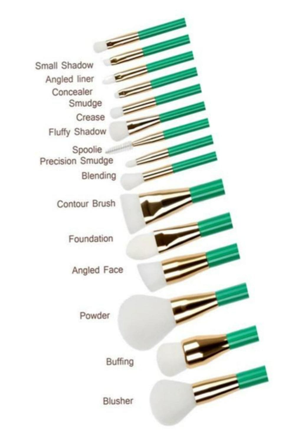 Makeup Brush Set in Purple and Green - 15 Pcs - TGC Boutique - Makeup Brush Set