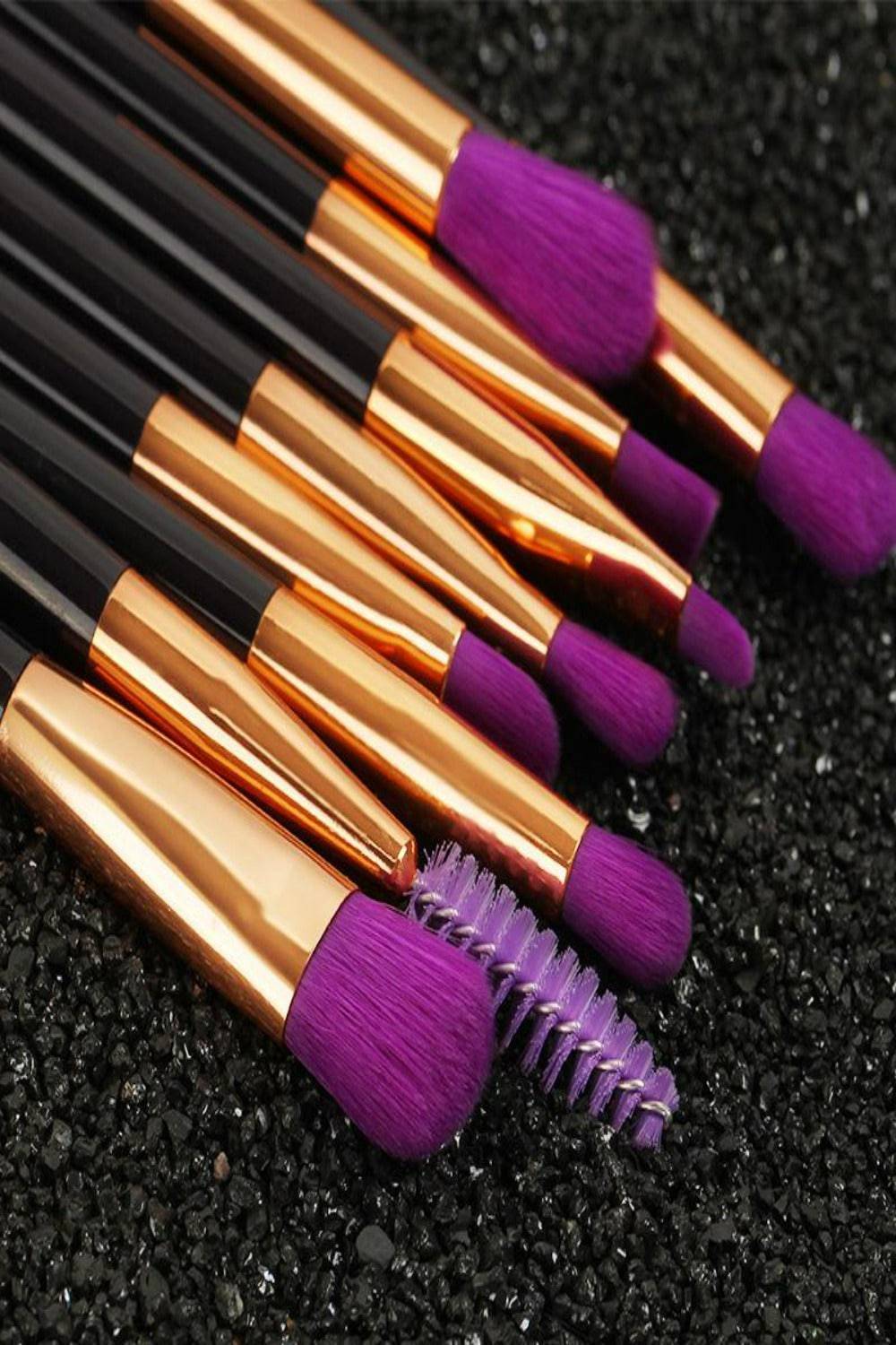 Makeup Brush Set in Purple and Green - 15 Pcs - TGC Boutique - Makeup Brush Set
