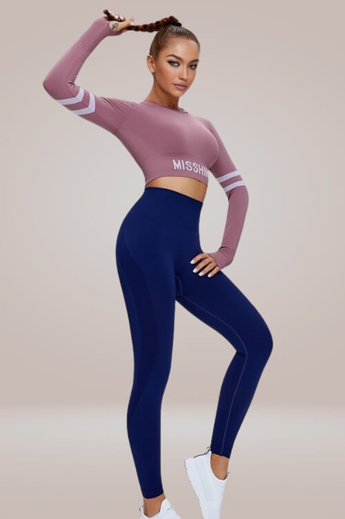 Mauve Athleisure Long Sleeve Crop Top - TGC Boutique - Active Top