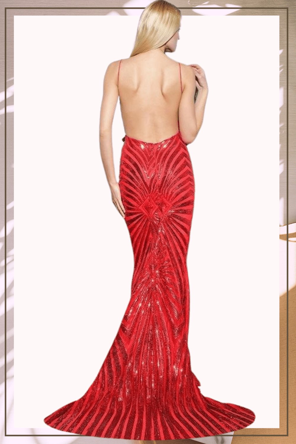 Mermaid Geometric Sequins Long Bridesmaid Dress - Red - TGC Boutique - Red Sequin Dress