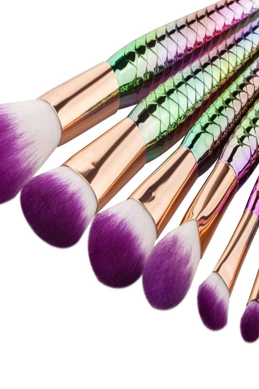 Mermaid Multicolor Makeup Brushes Set - 5 Pcs - TGC Boutique - Makeup Brush Set