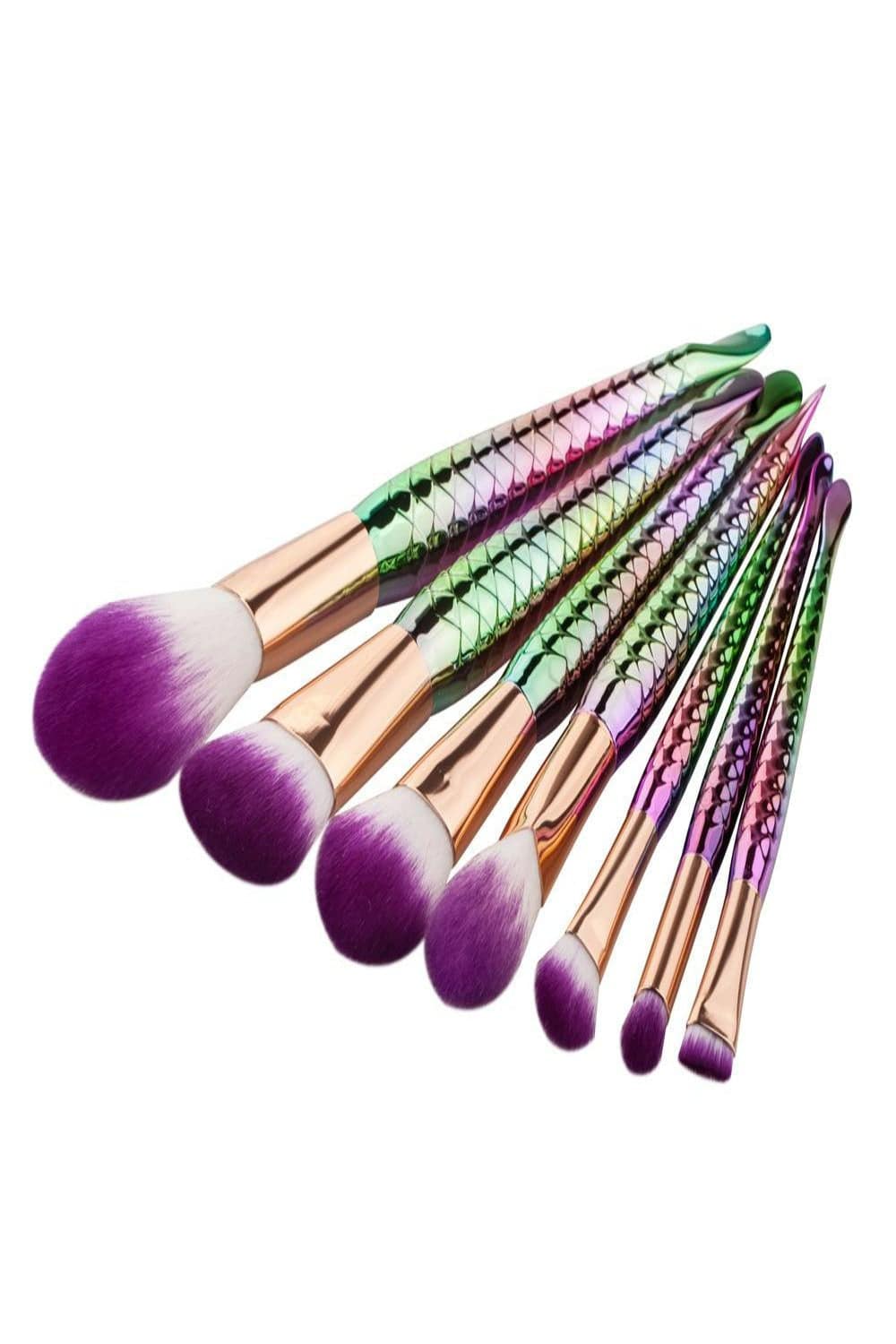 Mermaid Multicolor Makeup Brushes Set - 5 Pcs - TGC Boutique - Makeup Brush Set