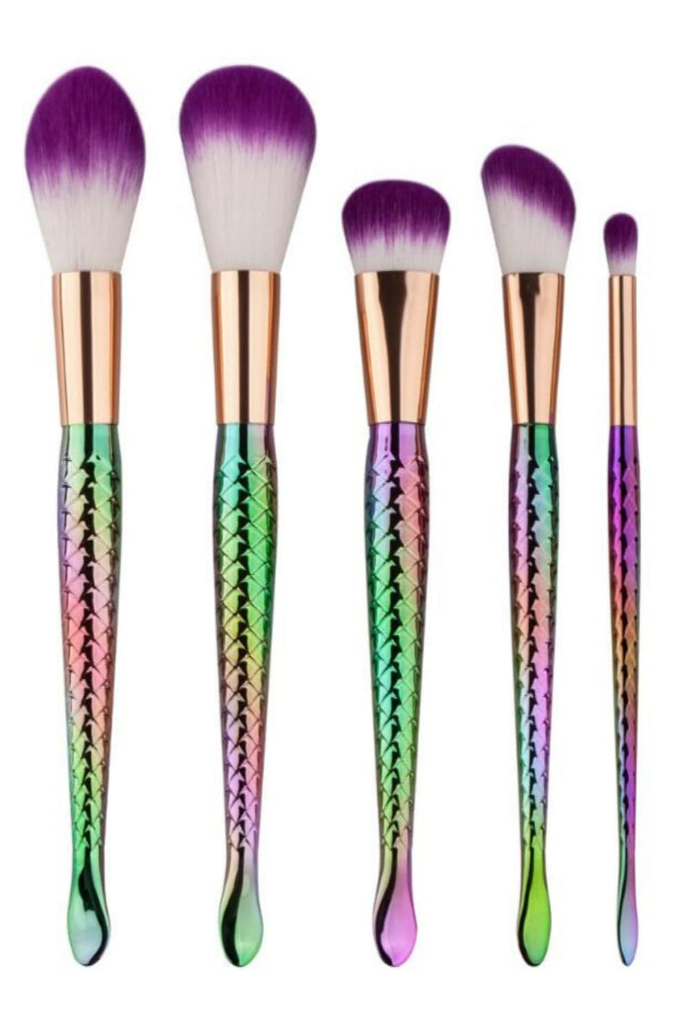 Mermaid Multicolor Makeup Brushes Set - 5 Pcs - TGC Boutique - Makeup Brush Set