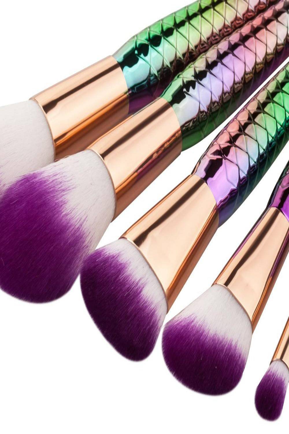 Mermaid Multicolor Makeup Brushes Set - 5 Pcs - TGC Boutique - Makeup Brush Set