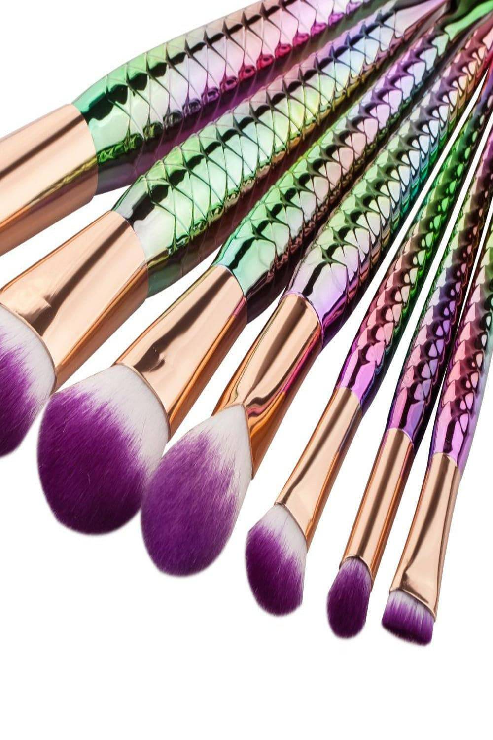 Mermaid Multicolor Makeup Brushes Set - 5 Pcs - TGC Boutique - Makeup Brush Set