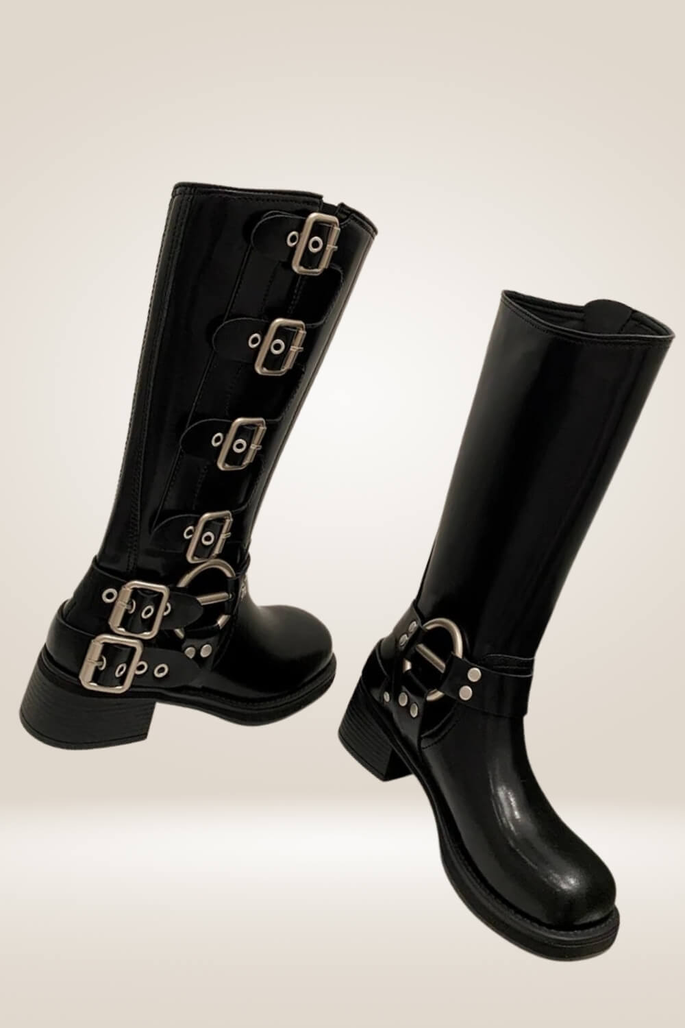 Mid Calf Black Buckle Boots - TGC Boutique - Boots