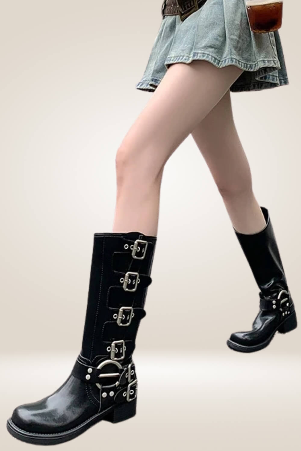 Mid Calf Black Buckle Boots - TGC Boutique - Boots