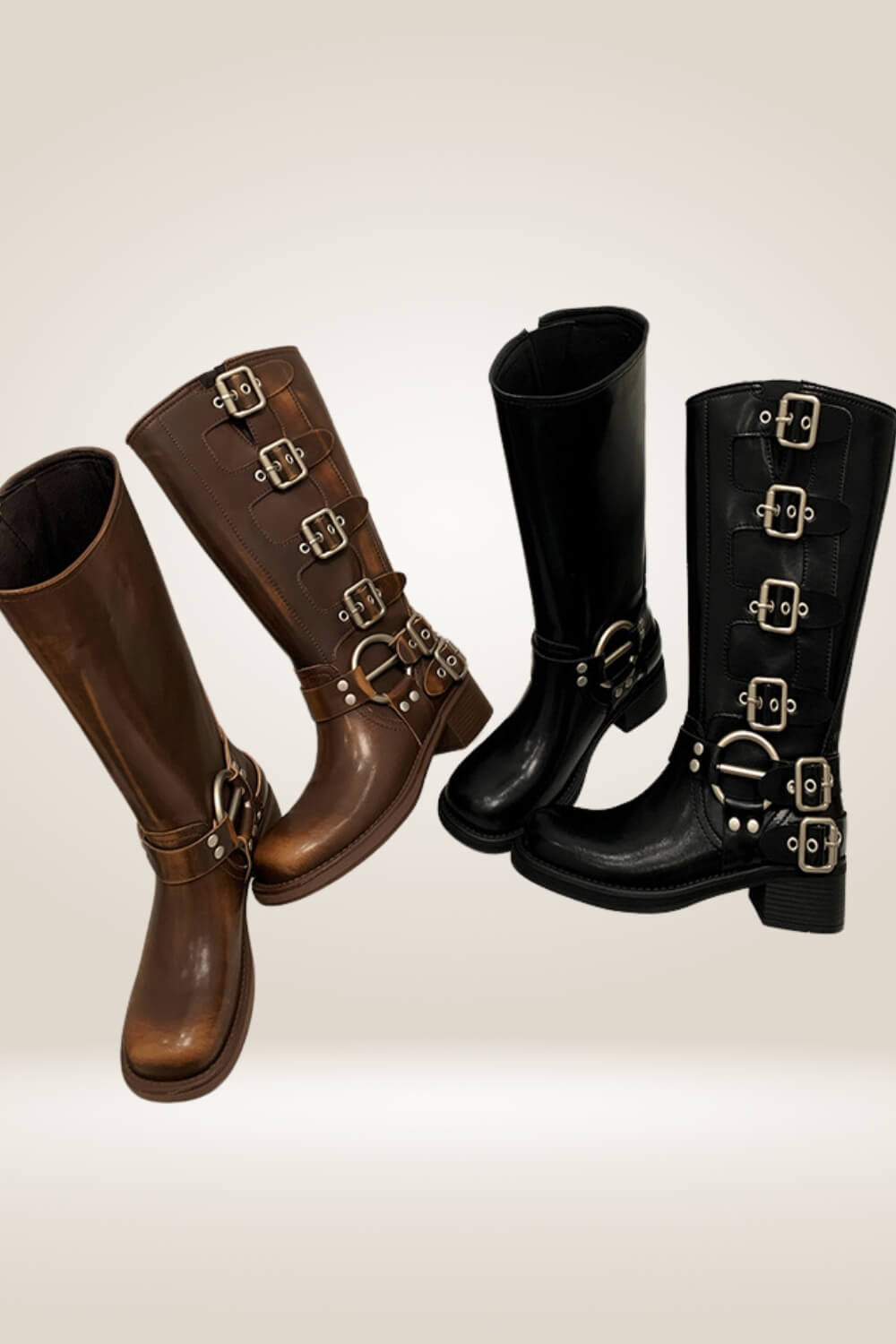 Mid Calf Brown Buckle Boots - TGC Boutique - Boots