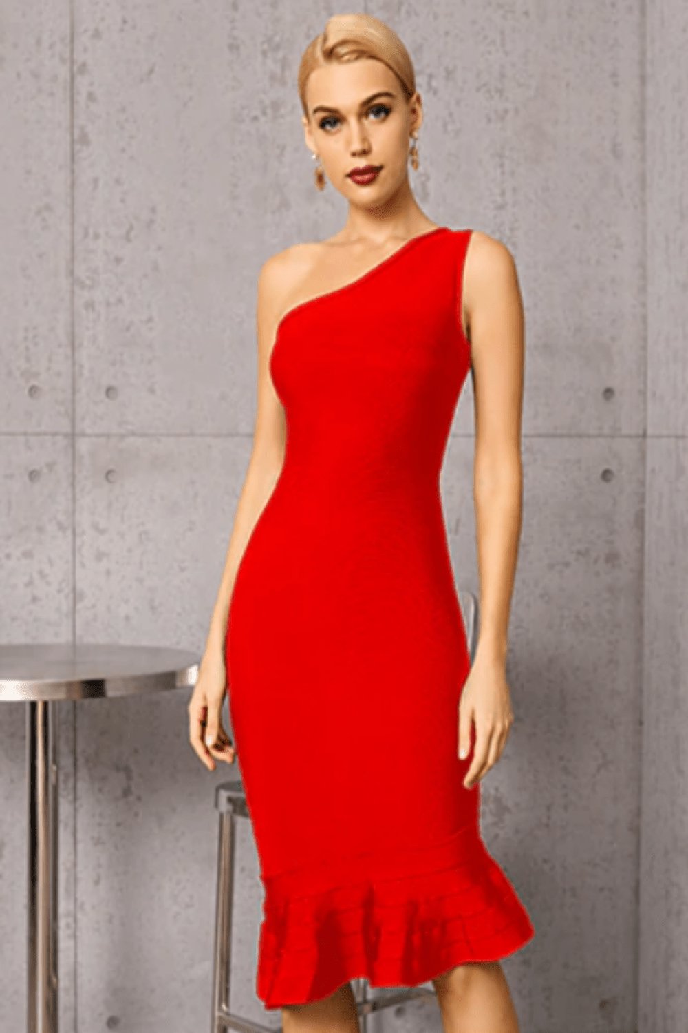 Midnight In London Red Off Shoulder Ruffle Bodycon Midi Dress - TGC Boutique - Bodycon Dress
