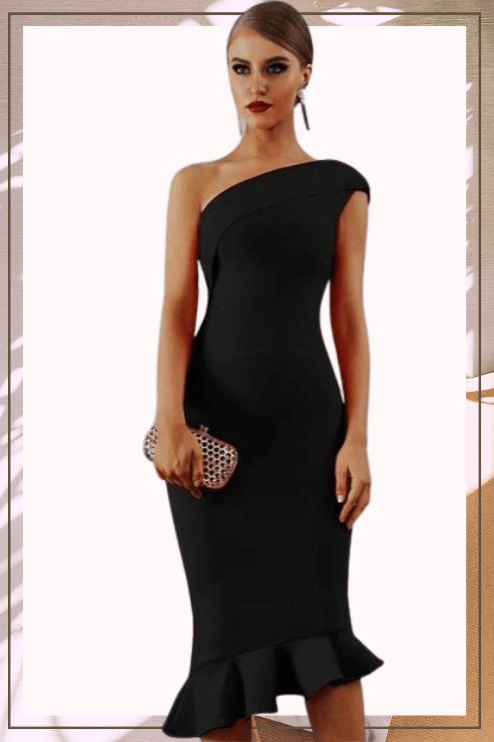 Midnight In London Ruffle Bodycon Formal Midi Dress - TGC Boutique - Bodycon Dress