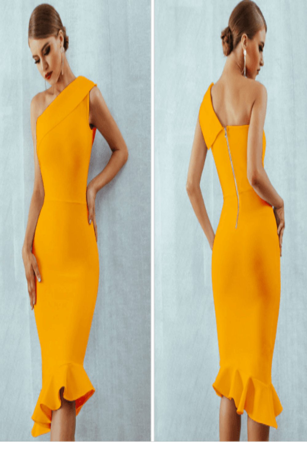 Midnight In London Ruffle Bodycon Formal Midi Dress - TGC Boutique - Bodycon Dress