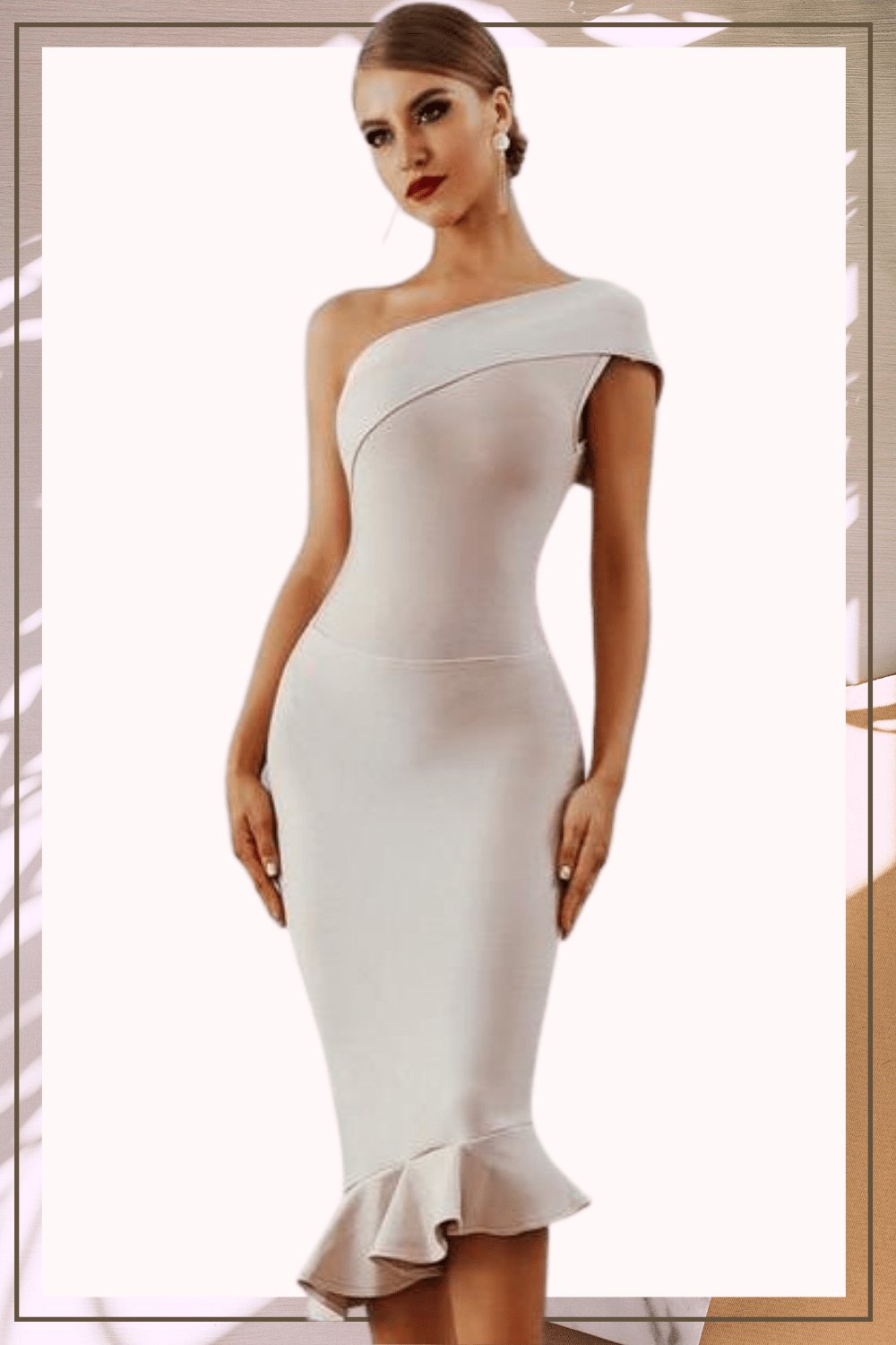 Midnight In London Ruffle Bodycon Formal Midi Dress - TGC Boutique - Bodycon Dress