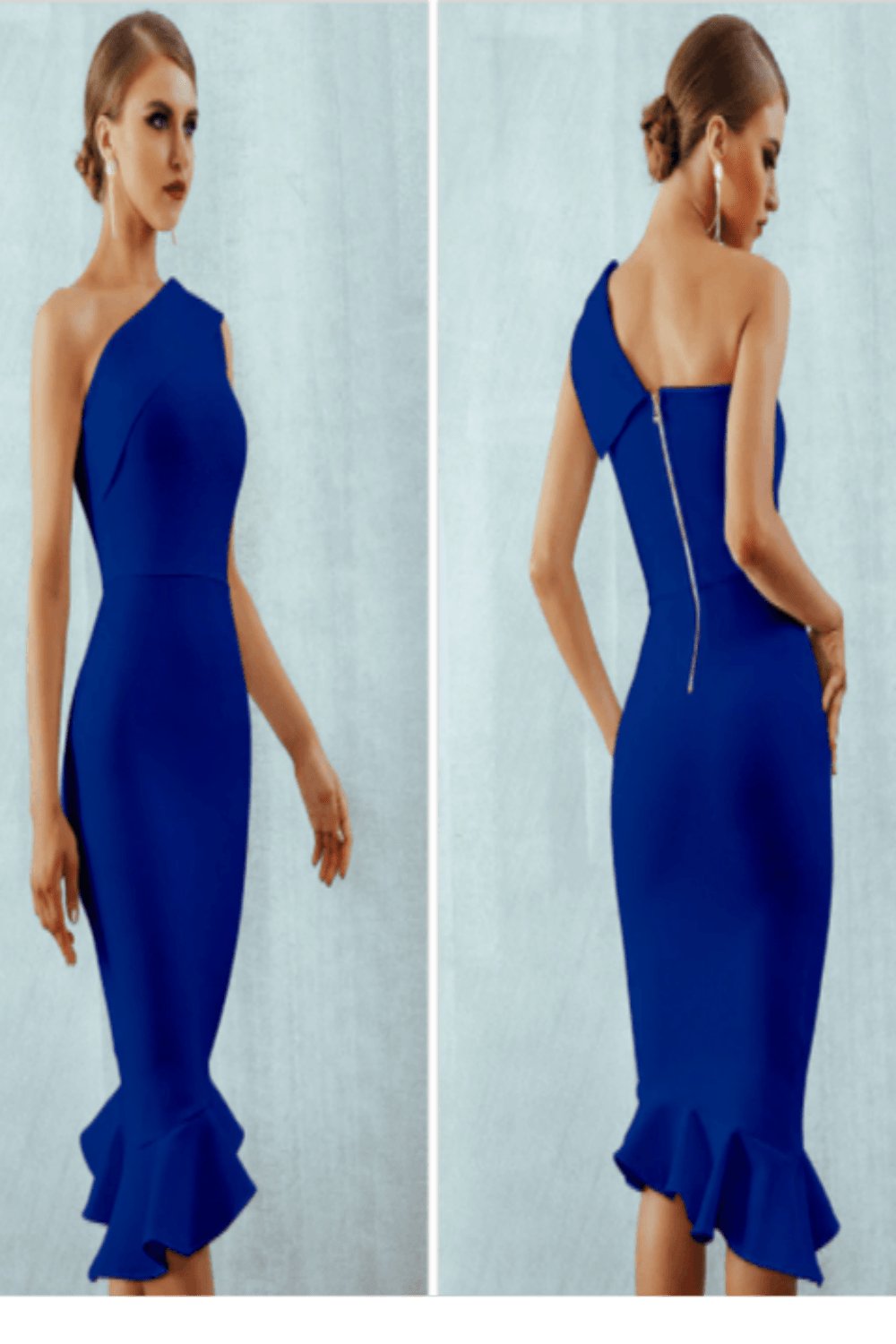 Midnight In London Ruffle Bodycon Formal Midi Dress - TGC Boutique - Bodycon Dress