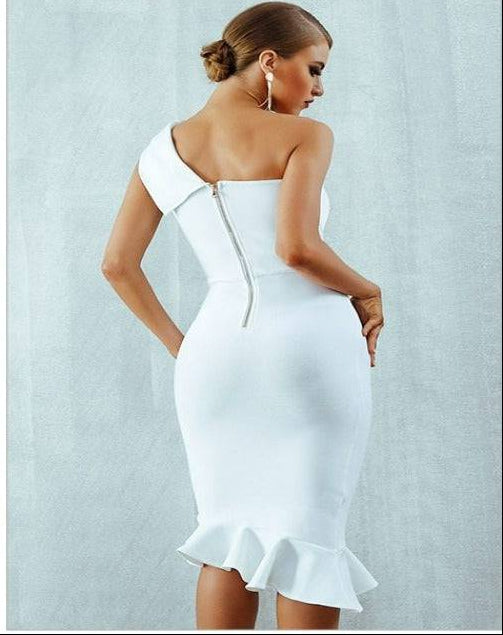 Midnight In London Ruffle Bodycon Midi Dress - TGC Boutique - Bodycon Dress
