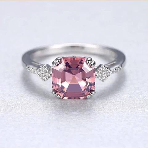 Morganite 925 Sterling Silver Ring Set set - TGC Boutique - Engagement Ring Set