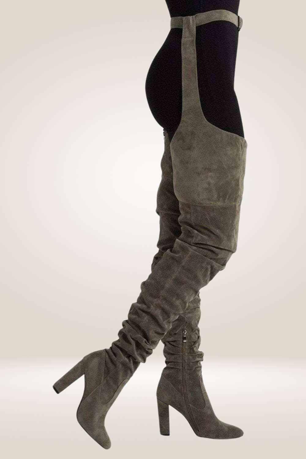 Moves Like Rihanna Green Over the Knee Suede Boots - TGC Boutique - Thigh High Boots