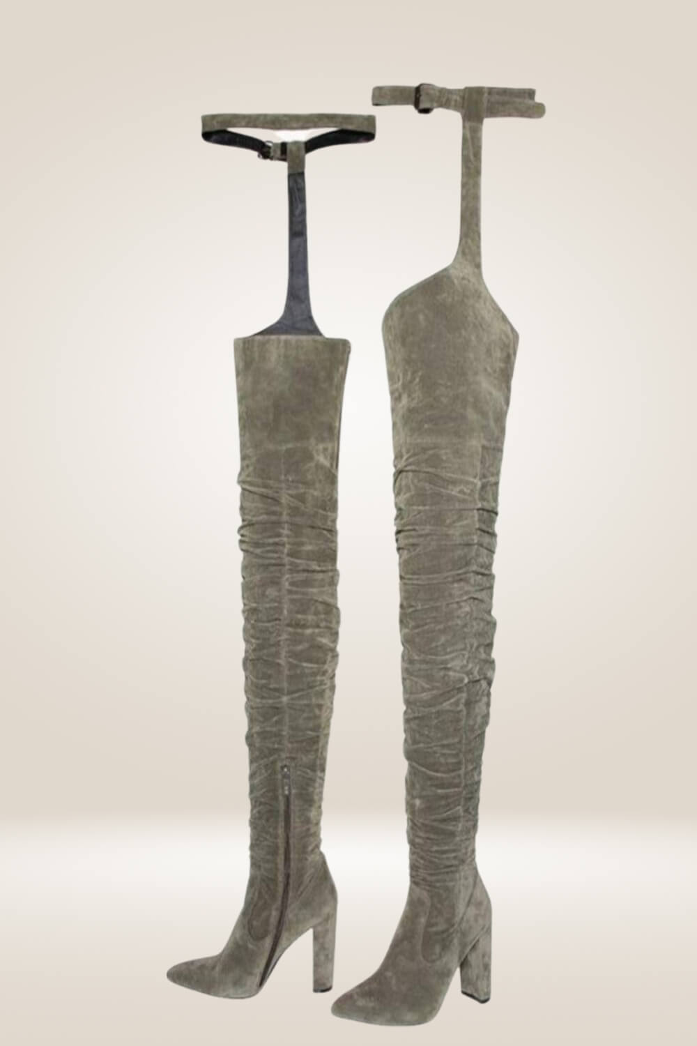 Moves Like Rihanna Green Over the Knee Suede Boots - TGC Boutique - Thigh High Boots