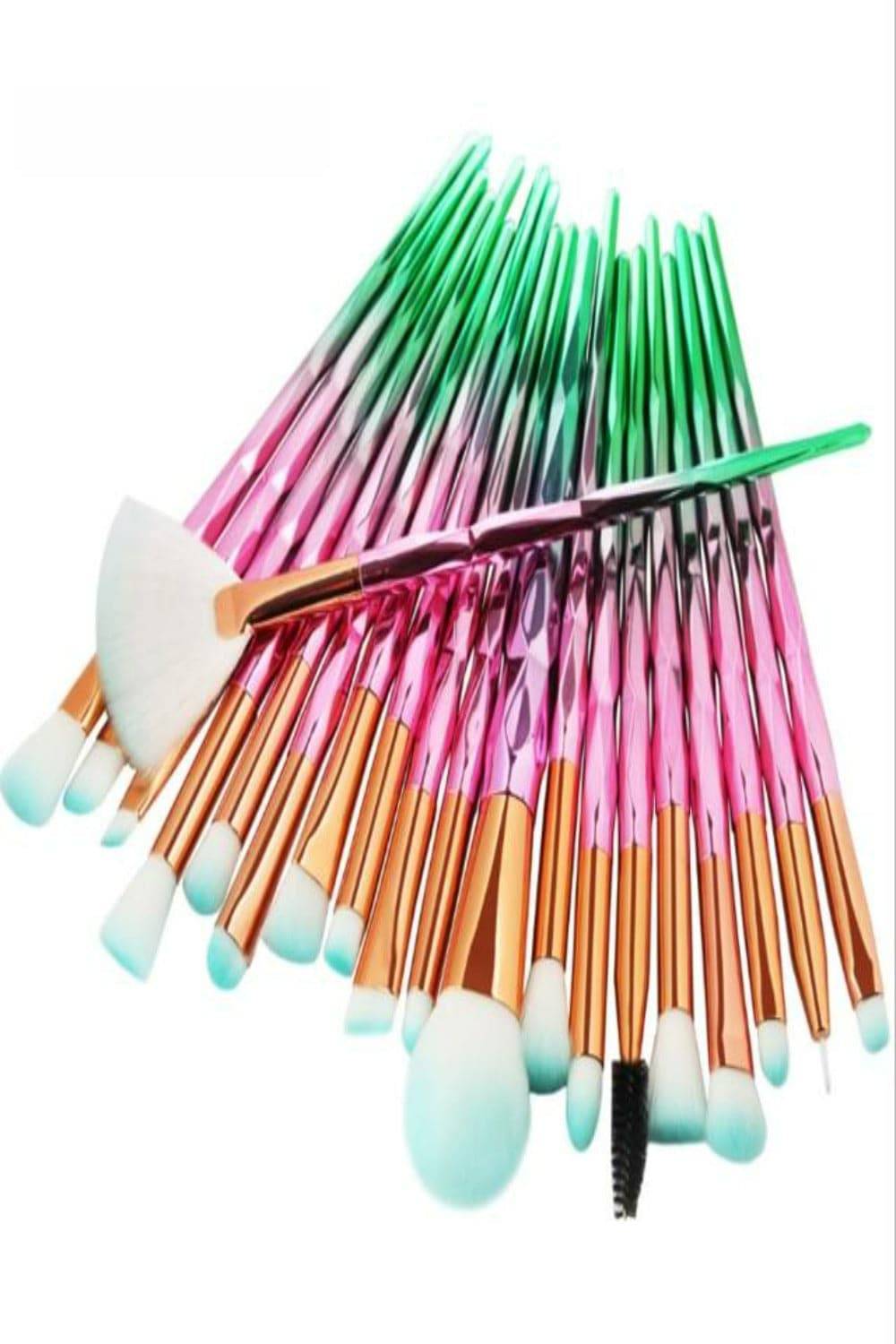 Multicolor Diamond Makeup Blending Brushes Set - 20 Pcs - TGC Boutique - Makeup Brush Set