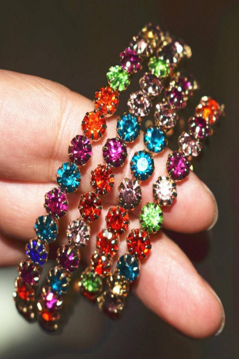 Multicolor Rainbow Rhinestone Round Big Hoop Earrings - TGC Boutique - Hoop Earrings