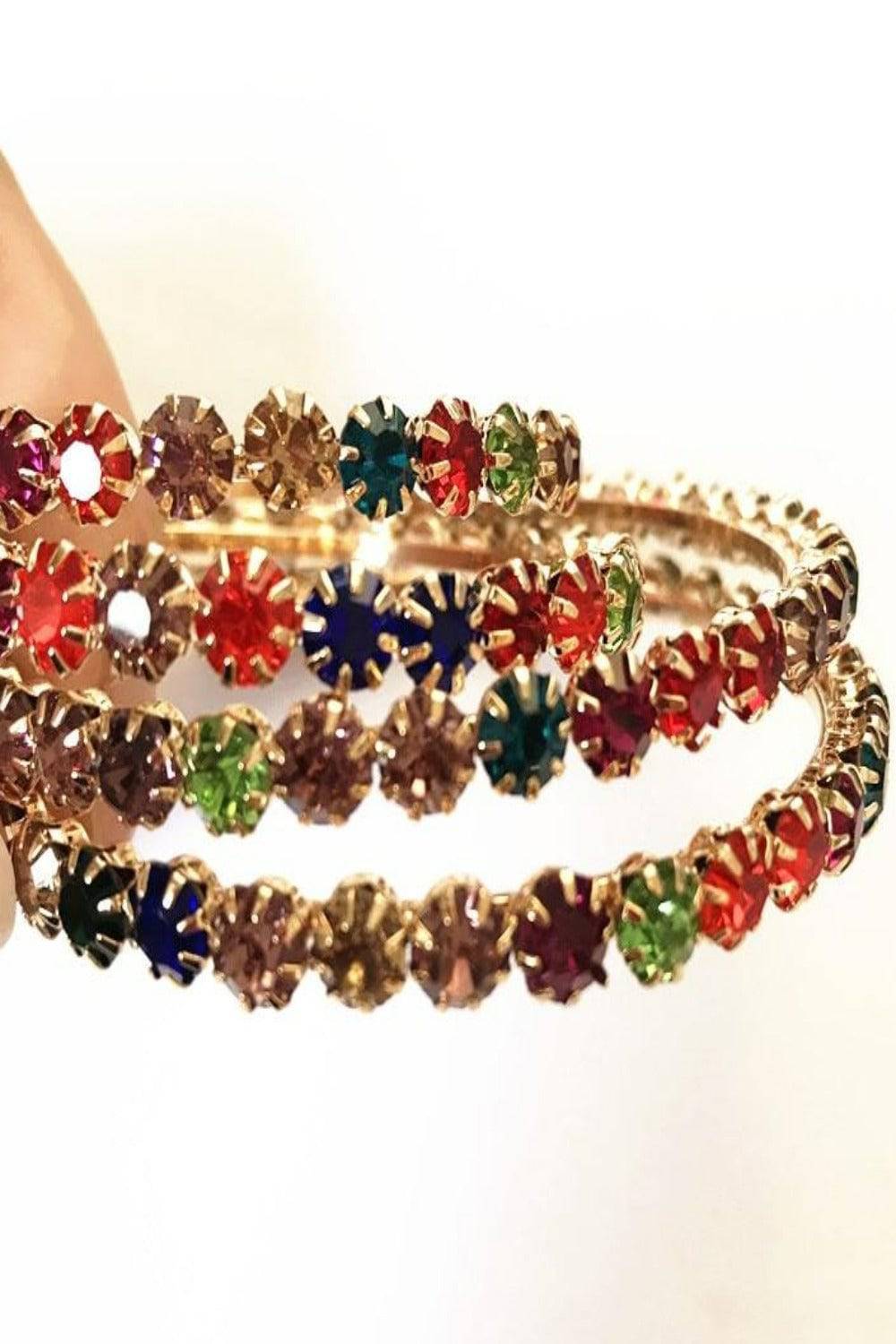Multicolor Rainbow Rhinestone Round Big Hoop Earrings - TGC Boutique - Hoop Earrings